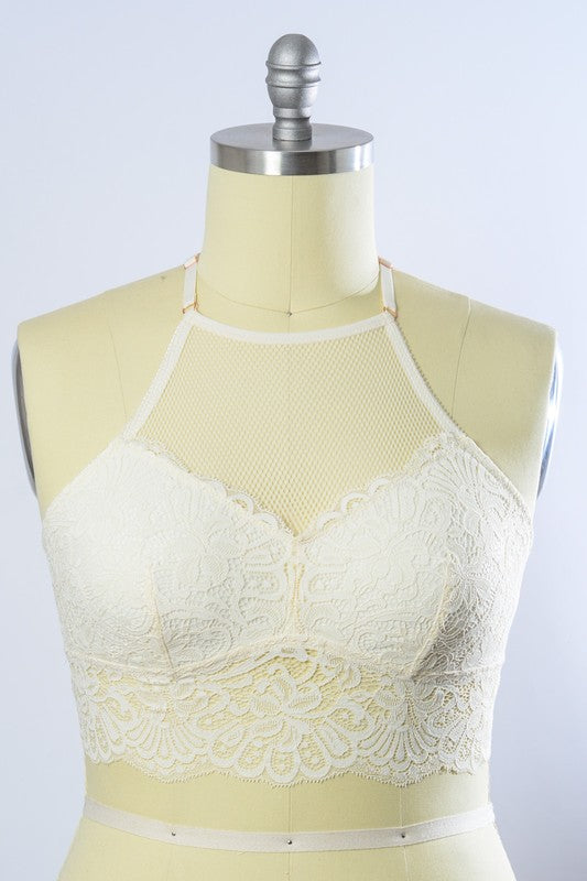 Plus Size High Neck Lace Bralette