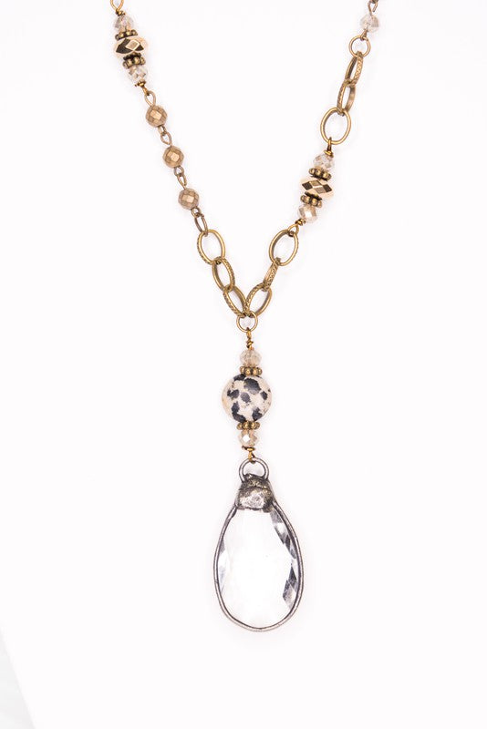 Cali Crystal and Dalmatian Jasper Necklace