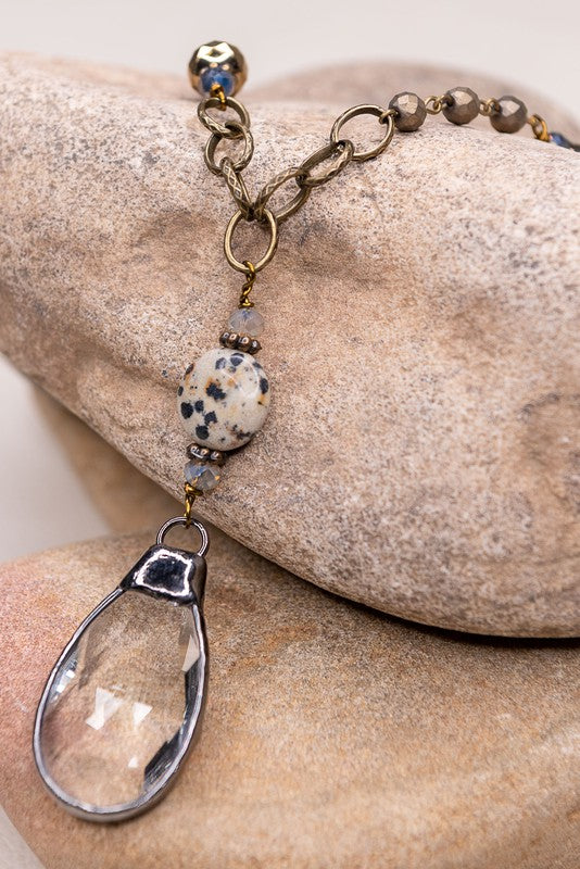 Cali Crystal and Dalmatian Jasper Necklace