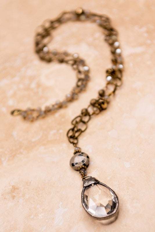 Cali Crystal and Dalmatian Jasper Necklace