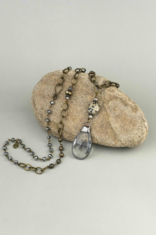 Cali Crystal and Dalmatian Jasper Necklace
