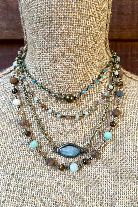 Boho Magnetic Layering Stone Necklace