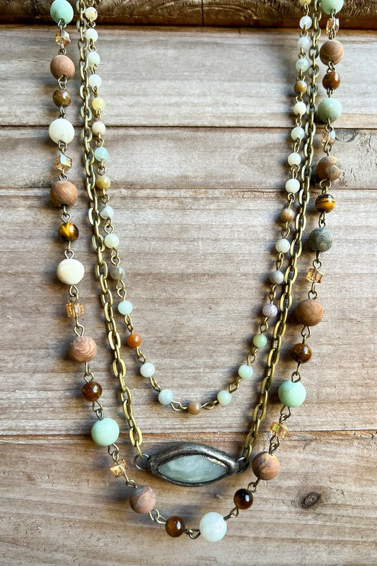 Boho Magnetic Layering Stone Necklace