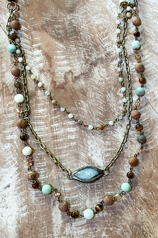 Boho Magnetic Layering Stone Necklace