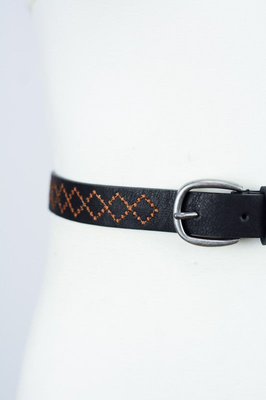 Skinny Tooled Belt