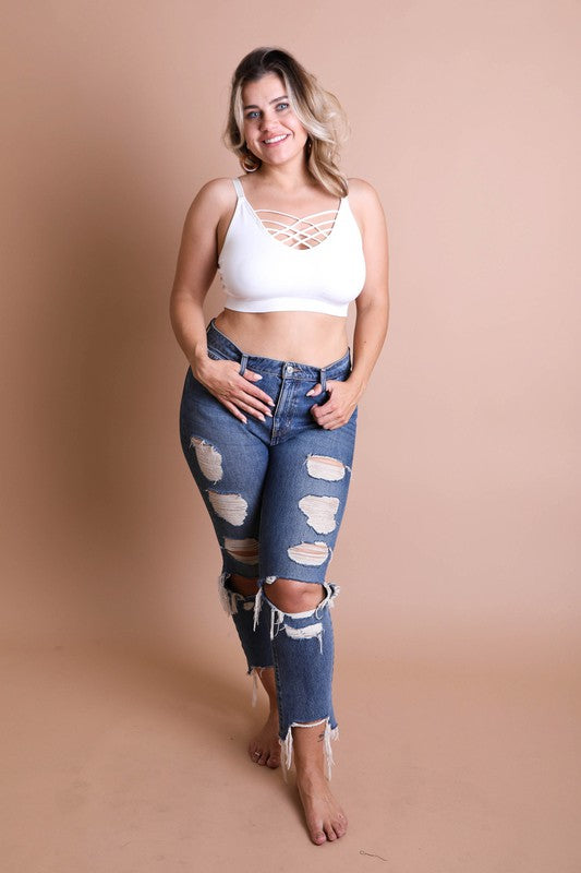 Plus Size Interwoven Strappy Front Bralette