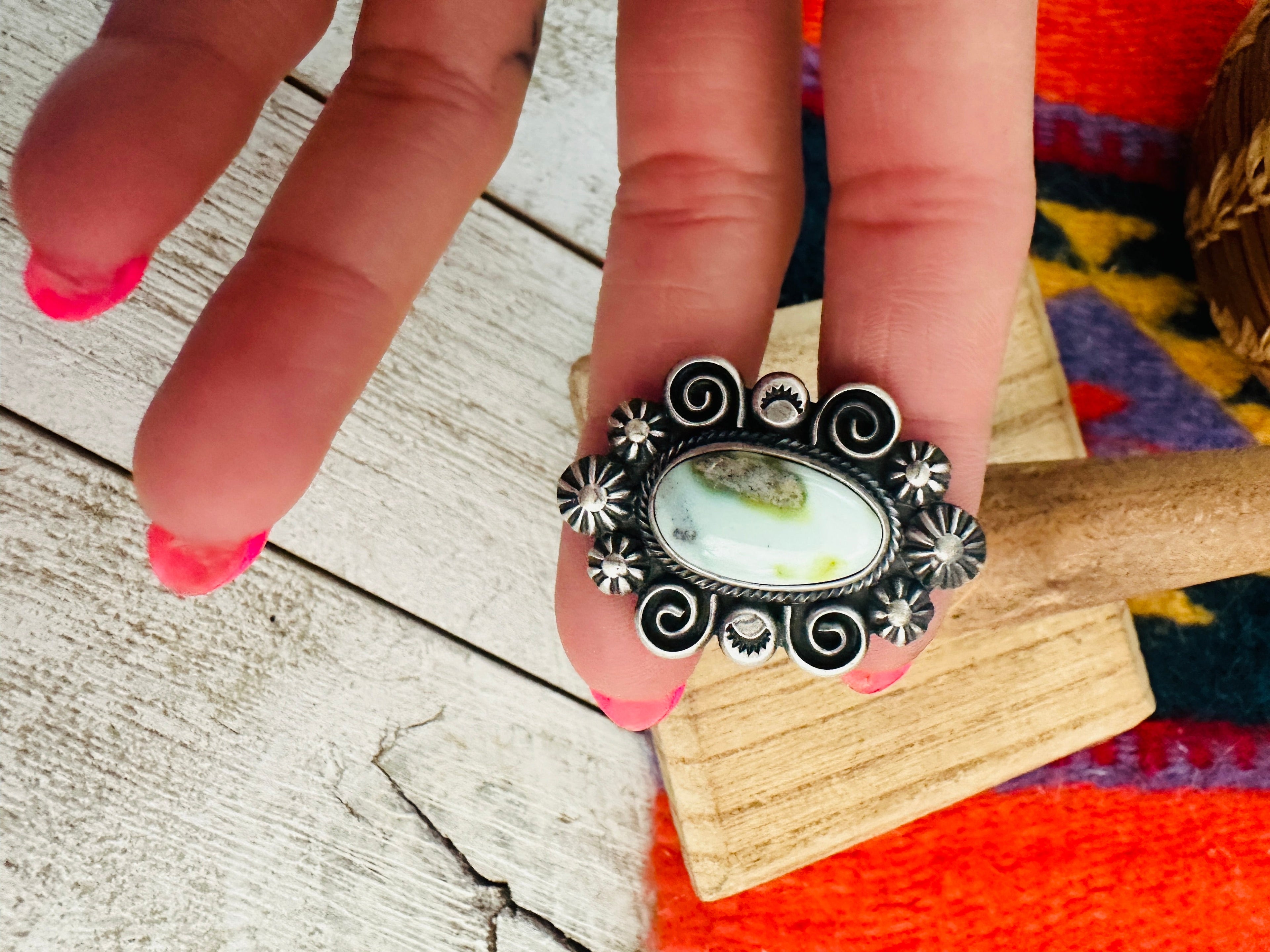 Handcrafted Sterling Silver & Palomino Turquoise Ring Size 7