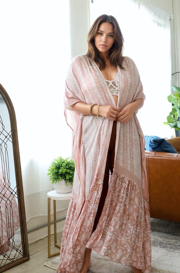 Paisley Tapestry Free Flow Boho Duster Kimono