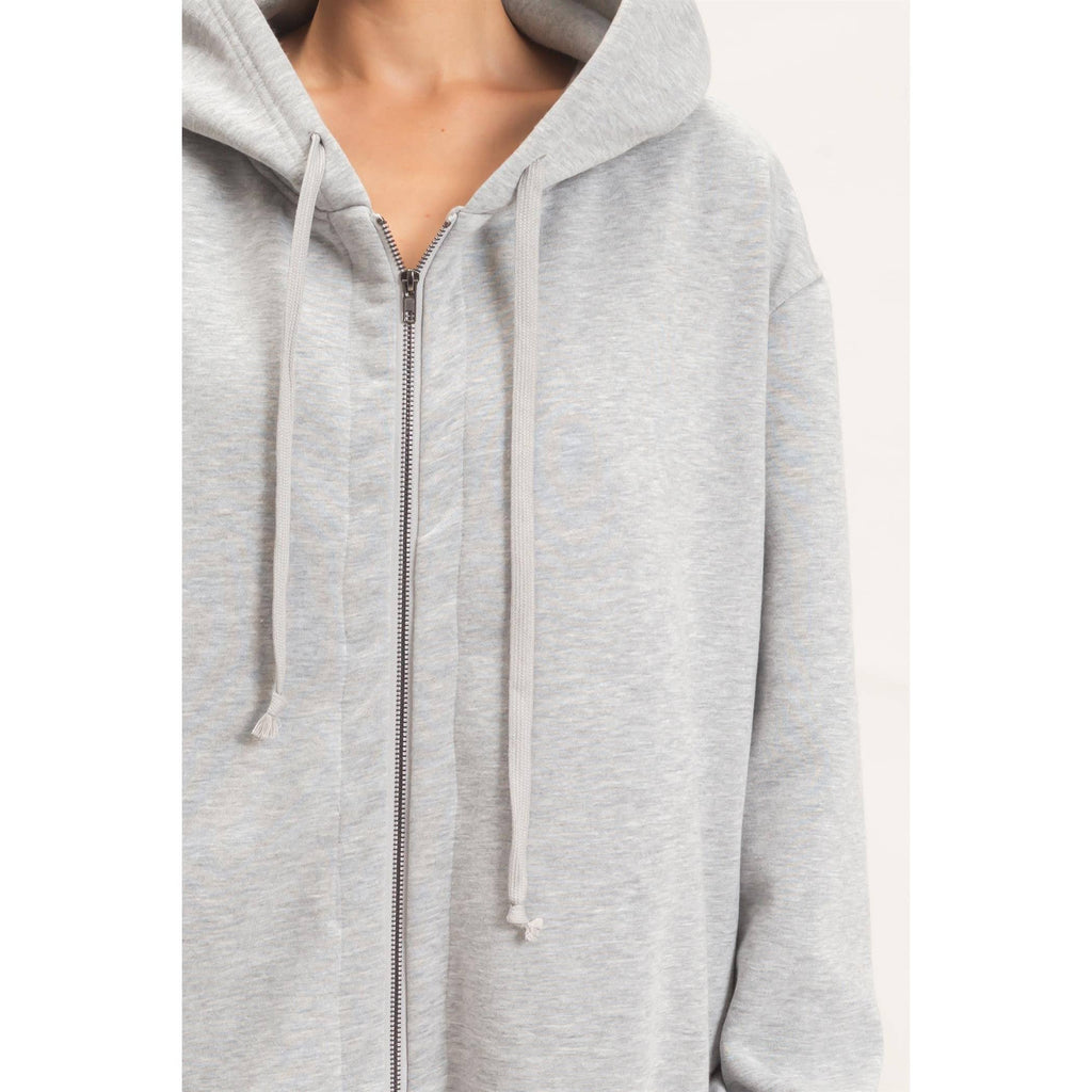 Cozy Overload Oversized Longline Zip-Up Hoodie Jacket