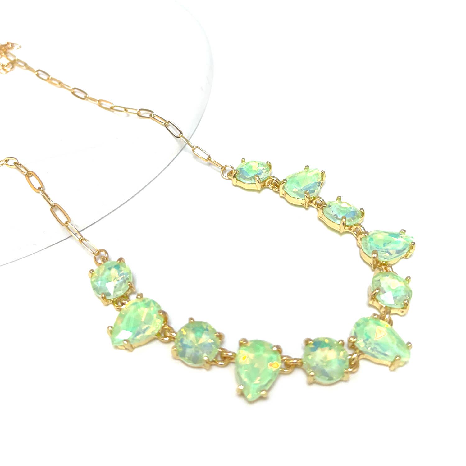 Round & Teardrop Mix Glass Beads Station Necklace