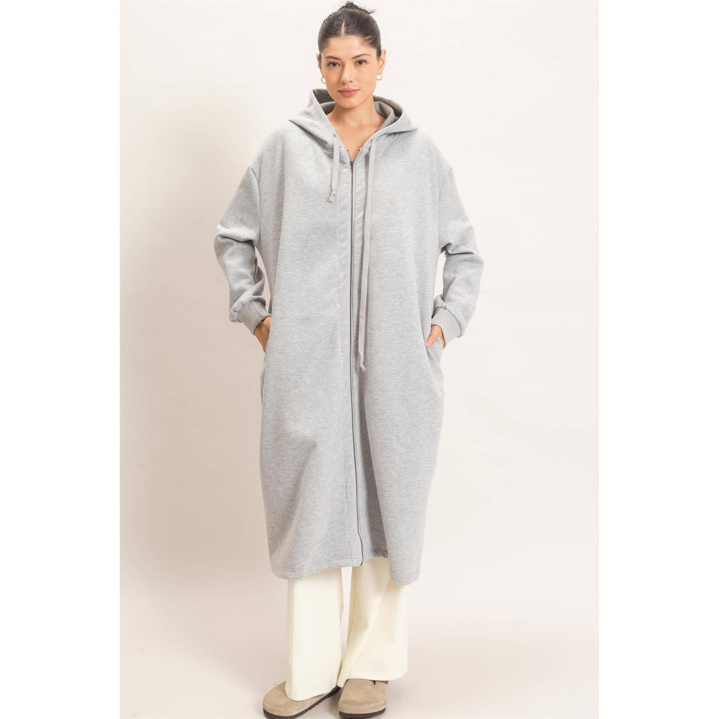 Cozy Overload Oversized Longline Zip-Up Hoodie Jacket