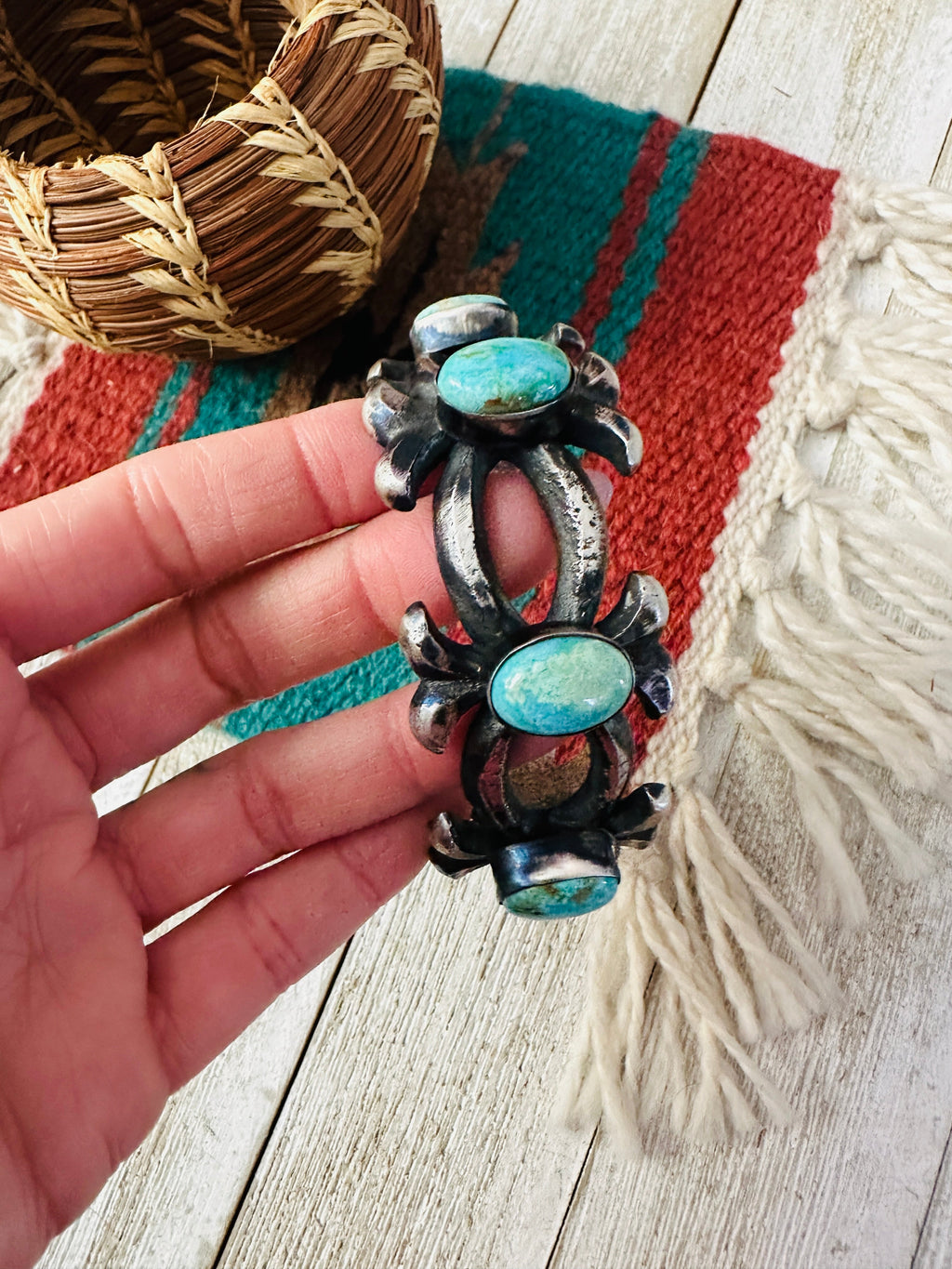 Handcrafted Turquoise & Sterling Silver Cuff Bracelet by Chimney Butte
