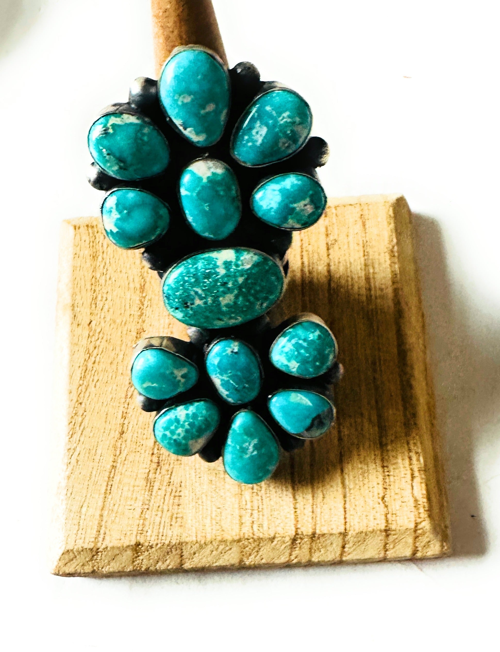 Handcrafted Sterling Silver & Kingman Turquoise Ring Size 7