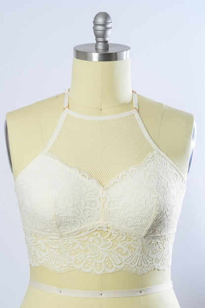 Plus Size High Neck Lace Bralette