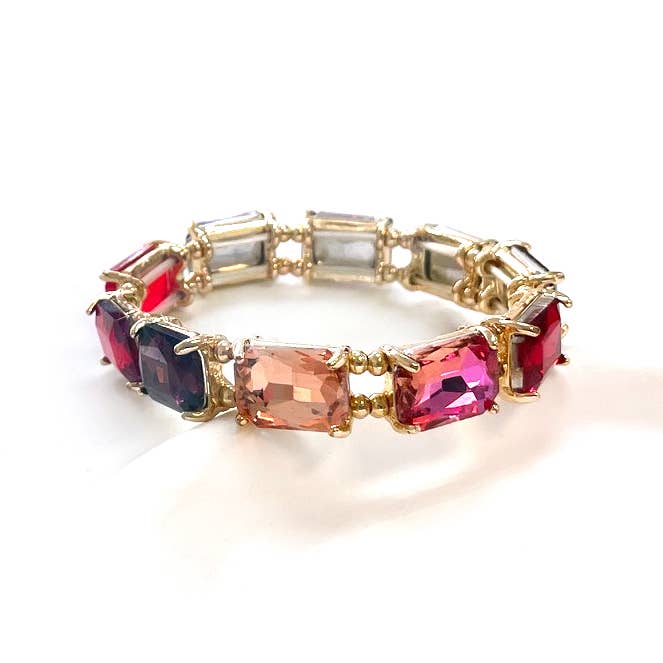 Emerald Cut Crystal AB Stretch Bracelets
