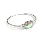 Crystal Oval Stone Cuff Metal Bangle