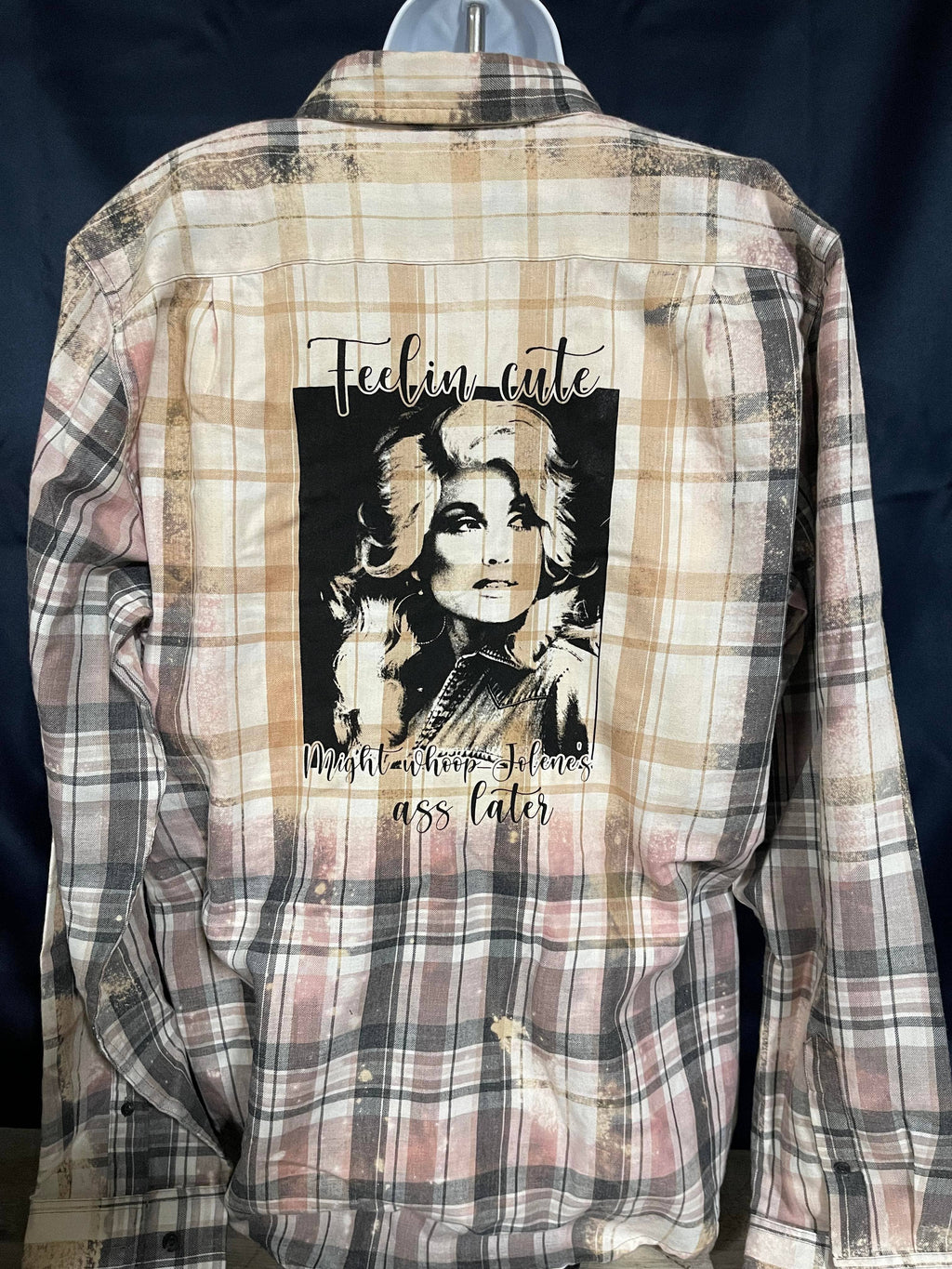 Whoop Jolene Bleached Button Down Plaid Shirt