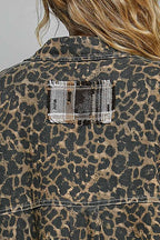Allover Print Pattern Raw-Edge Fringe Trim Shirt Jacket