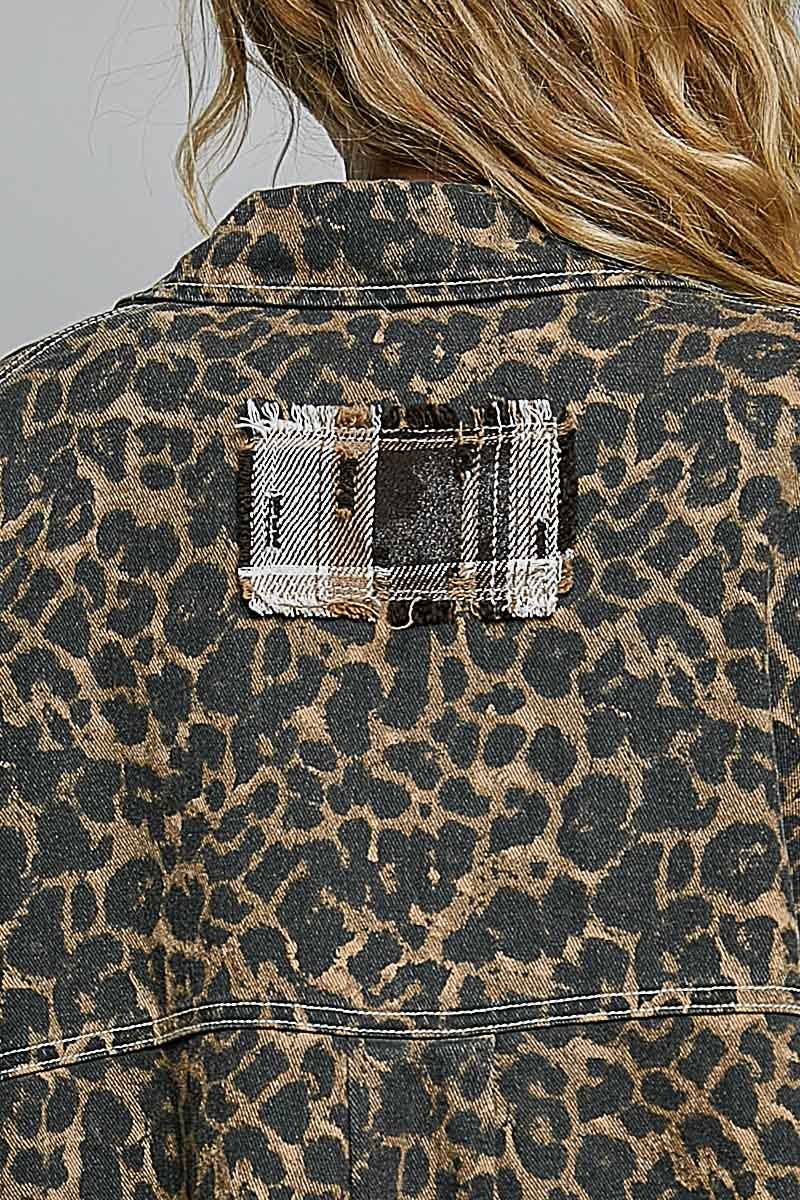 Allover Print Pattern Raw-Edge Fringe Trim Shirt Jacket
