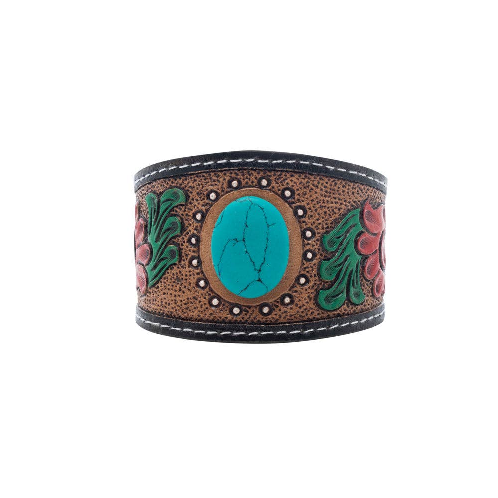 Desert Roses Leather + Stone Cuff Bracelet