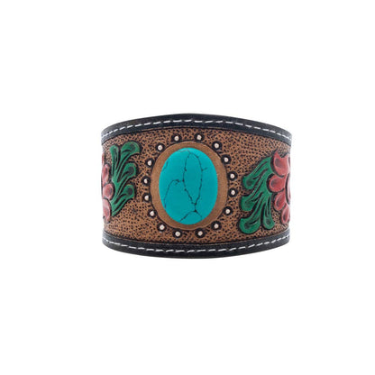 Desert Roses Leather + Stone Cuff Bracelet