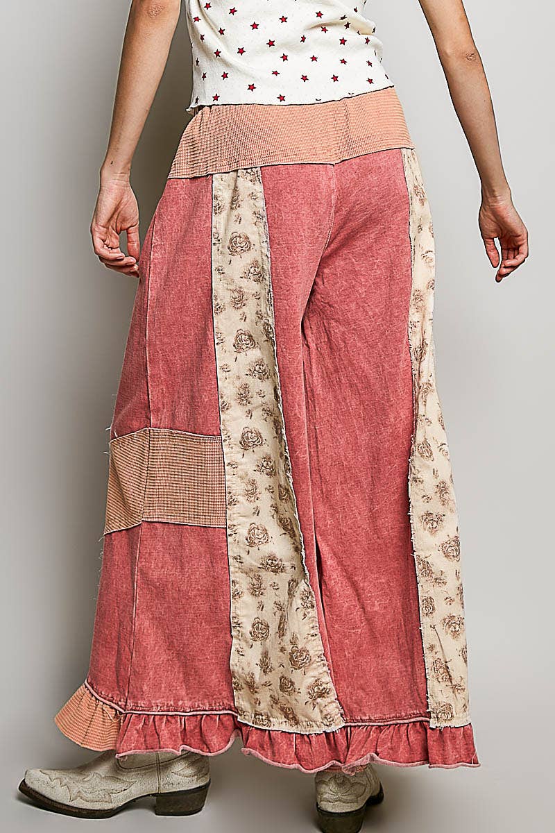 French Terry Ruffle Hem Straight-Leg Pants