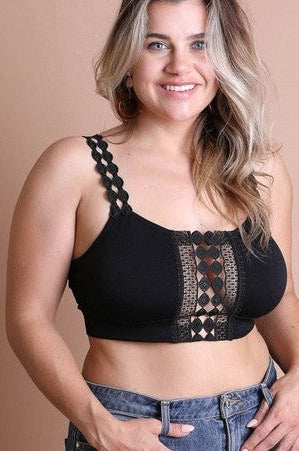 Boho Eye Lace Applique Bralette Plus Size