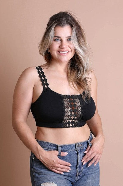 Boho Eye Lace Applique Bralette Plus Size