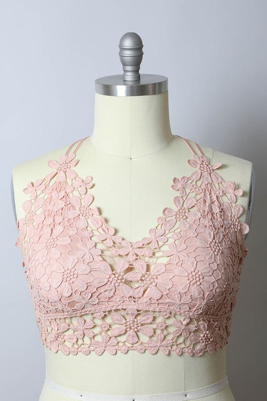 Crochet Daisy Longline Bralette – Plus Size Cotton