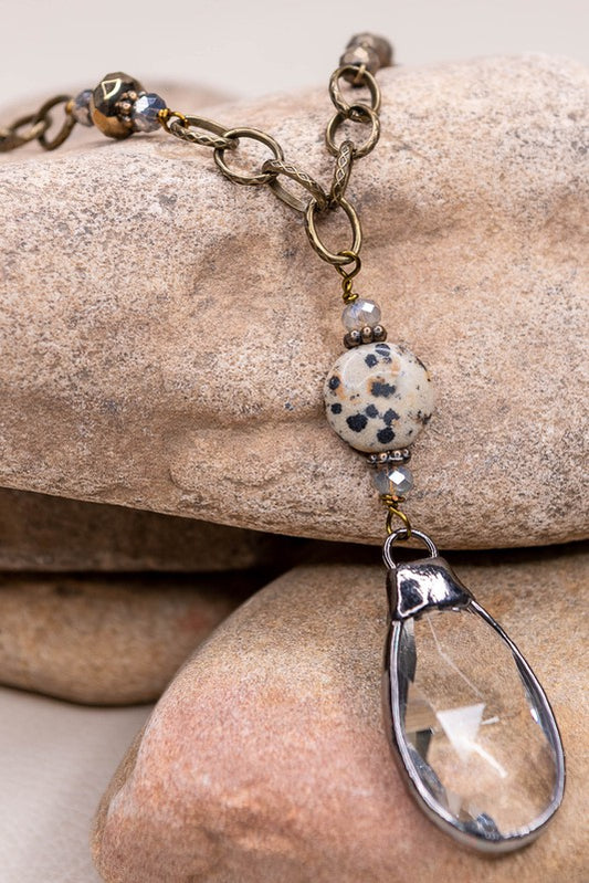 Cali Crystal and Dalmatian Jasper Necklace
