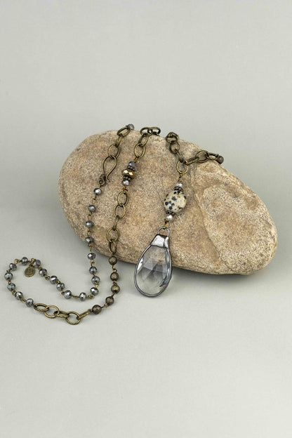Cali Crystal and Dalmatian Jasper Necklace