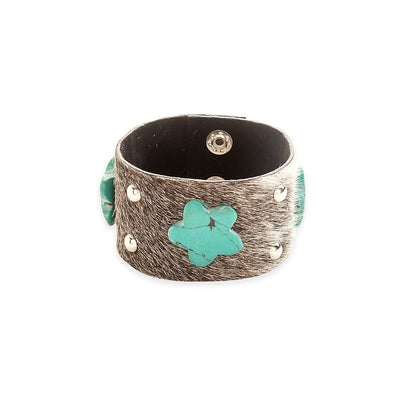 Cloud Crossing Leather + Turquoise Cuff Bracelet