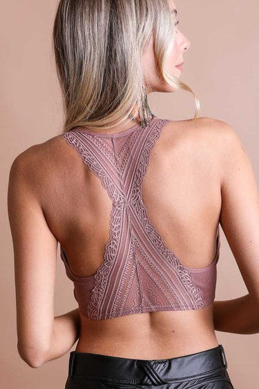 Seamless Lace Racerback Bralette with Removable Pads
