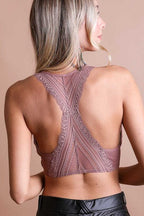 Seamless Lace Racerback Bralette with Removable Pads