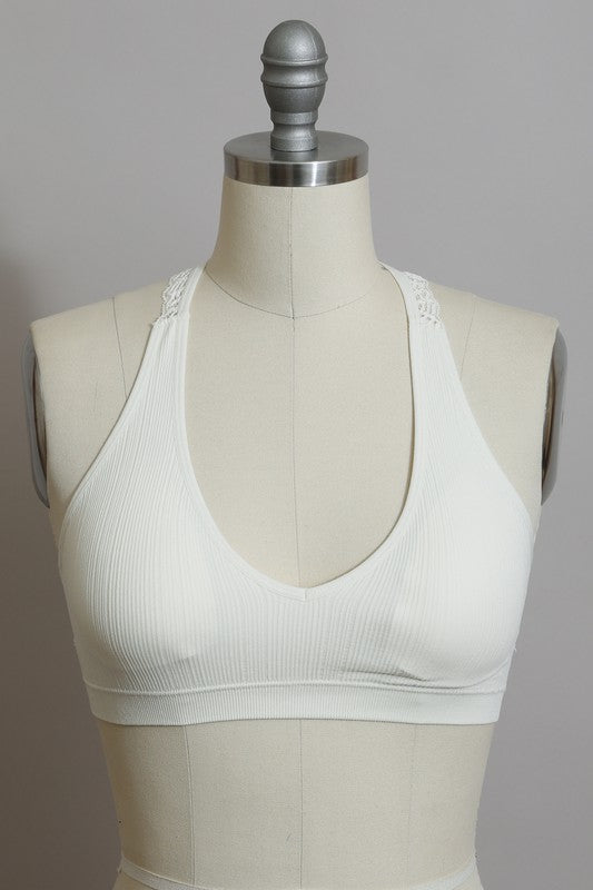 Seamless Lace Racerback Bralette with Removable Pads