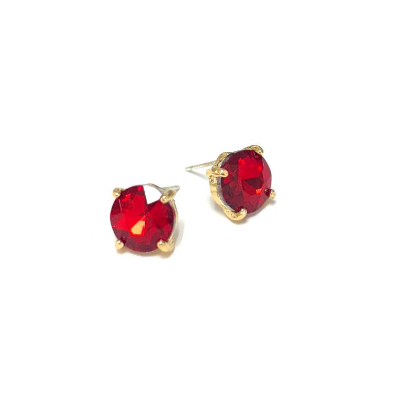 Sterling Silver S925 Post Round Glass Stud Earrings 10mm