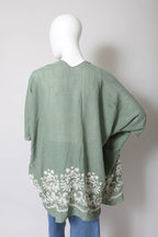 Floral Embroidered Trim Kimono