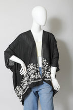 Floral Embroidered Trim Kimono