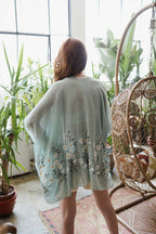 Spring Daisy Embroidered Boho Kimono