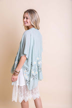 Spring Daisy Embroidered Boho Kimono
