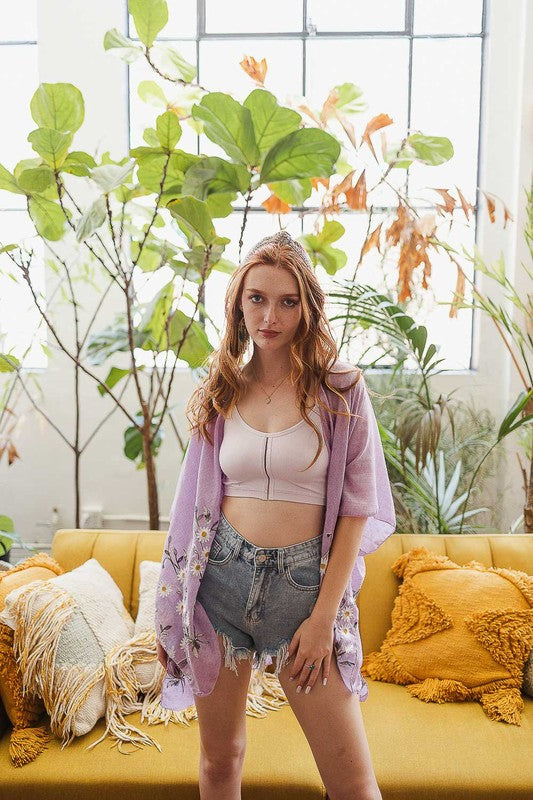 Spring Daisy Woven Kimono