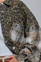 Allover Print Pattern Raw-Edge Fringe Trim Shirt Jacket