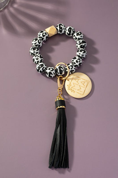 Wood Bead Wristlet - Mama Keychain