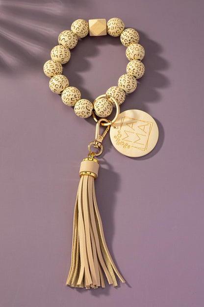 Wood Bead Wristlet - Mama Keychain