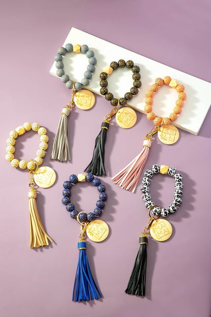 Wood Bead Wristlet - Mama Keychain