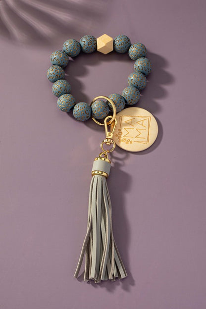 Wood Bead Wristlet - Mama Keychain