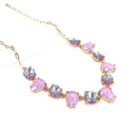 Round & Teardrop Mix Glass Beads Station Necklace