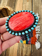 Handcrafted Spiny, Turquoise & Sterling Silver Cuff Bracelet by Shawn Cayatineto