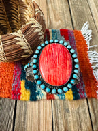 Handcrafted Spiny, Turquoise & Sterling Silver Cuff Bracelet by Shawn Cayatineto