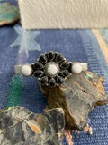 Handmade Sterling Silver White Buffalo Cuff Bracelet "Signed Nizhoni"